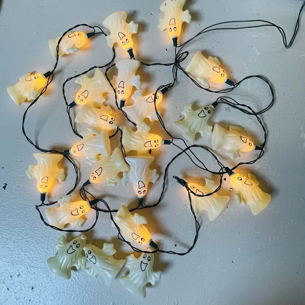 Halloween Happy Ghost String Lights Set of 20‎ Extra 3 One Needs Bulb